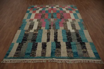 Dynamic Geometric Moroccan Area Rug 8x11 with Rich, Bold Colors