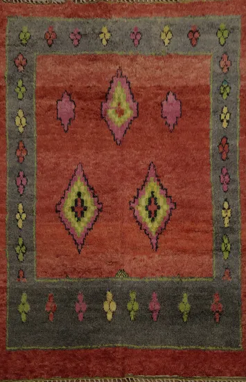 Vibrant Design Moroccan Area Rug 7x10 with Bold Geometric Motifs