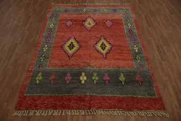 Vibrant Design Moroccan Area Rug 7x10 with Bold Geometric Motifs