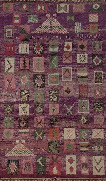 Purple Tribal Moroccan Oriental Large Rug 9x15