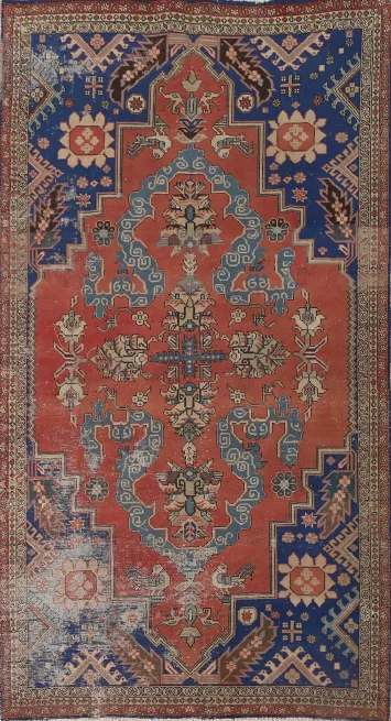 Distressed Wool Tabriz Persian Area Rug 5x10