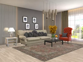 Distressed Wool Tabriz Persian Area Rug 6x10