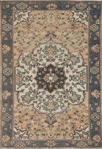 Vintage Wool Bakhtiari Persian Rug 4x7