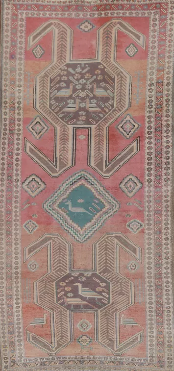 Tribal Geometric Ardebil Persian Runner Rug 4x10