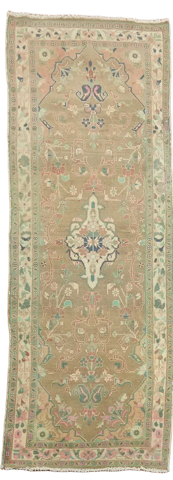 Vintage Brown Mahal Persian Runner Rug 3x9