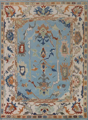 Handmade Blue Oushak Indian Area Rug 8x10