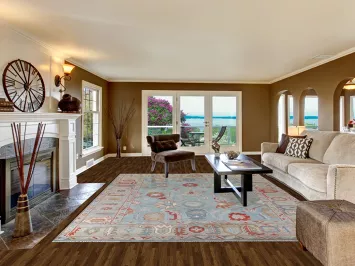 Light Blue Oushak Living Room Rug 9x12