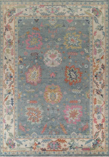 Blue Floral Oushak Oriental Area Rug 9x12