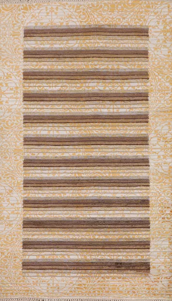 Handmade Striped Abstract Oriental Rug 3x5