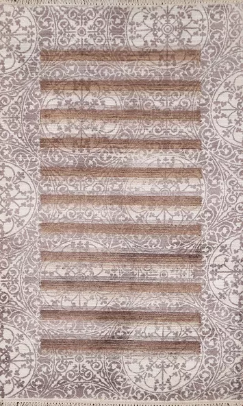 All-Over Striped Abstract Oriental Rug 3x5