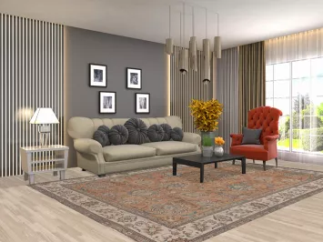 All-Over Floral Tabriz Persian Area Rug 7x11