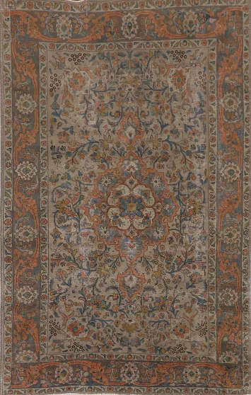 Distressed Over-Dyed Tabriz Persian Area Rug 7x10