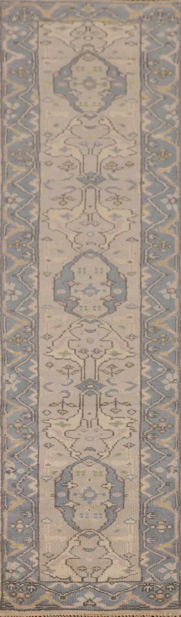 Earth Tone Wool Oushak Oriental Runner Rug 2x10