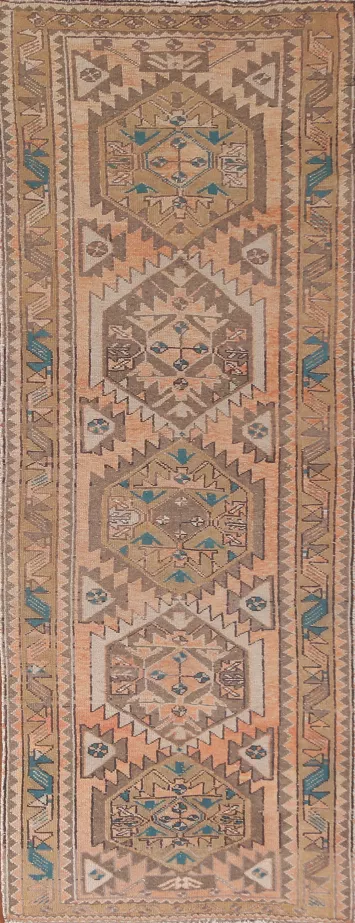 Vintage Wool Ardebil Persian Runner Rug 3x10