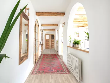 Vintage Pink Ardebil Persian Runner Rug 3x12