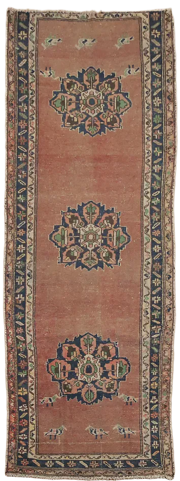 Vintage Wool Hamedan Persian Runner Rug 3x9