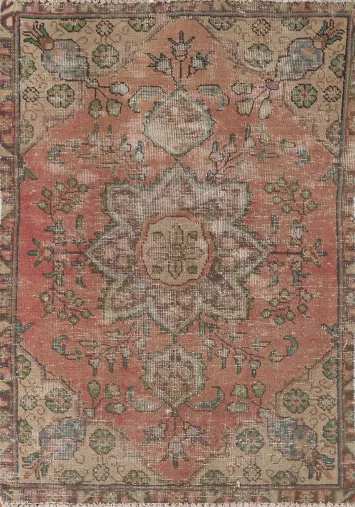 Distressed Wool Tabriz Persian Rug 3x5
