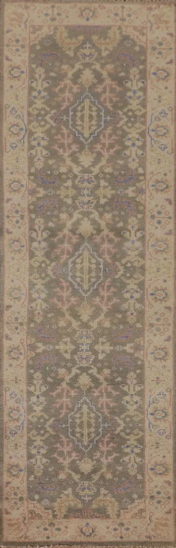 Earth Tone Oushak Oriental Runner Rug 3x10
