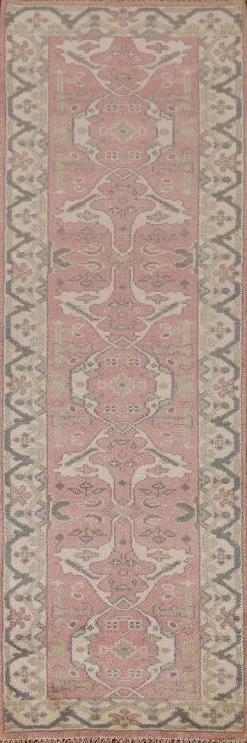 Light Pink Oushak Oriental Runner Rug 3x10
