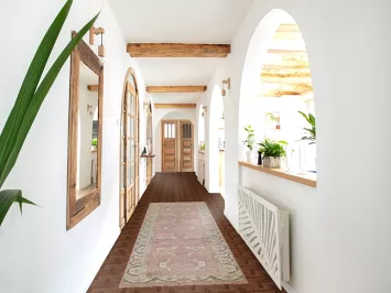 Light Pink Oushak Oriental Runner Rug 3x10