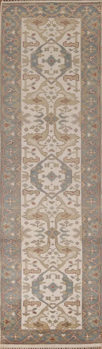 Ivory Oushak Oriental Runner Rug 3x10