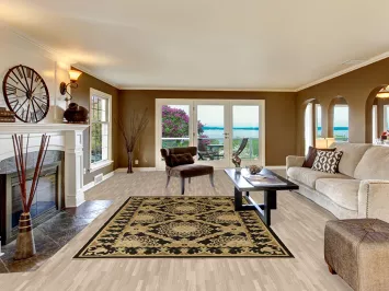 Black & Gold Agra Indian Area Rug 6x9