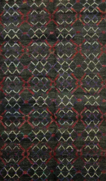 Dark Tone Geometric Woven Moroccan Area Rug 6x9