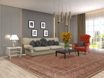 Brown & Pink Wool Mahal Persian Area Rug 10x13