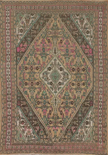 Geometric Wool Hamedan Persian Area Rug 7x10