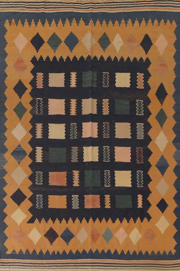 Navy Blue Kilim Persian Area Rug 7x10