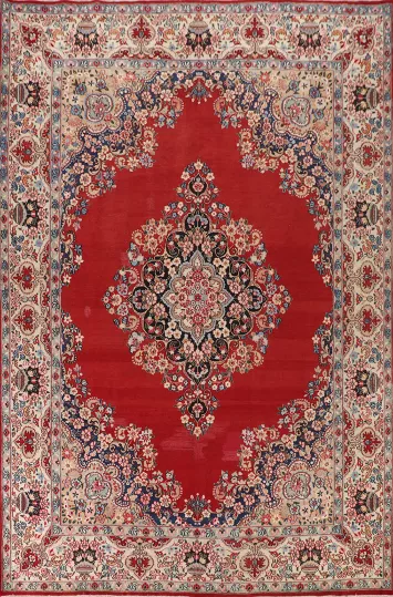 Vintage Floral Kerman Persian Area Rug 9x12