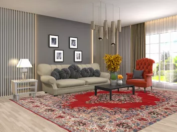 Vintage Floral Kerman Persian Area Rug 9x12