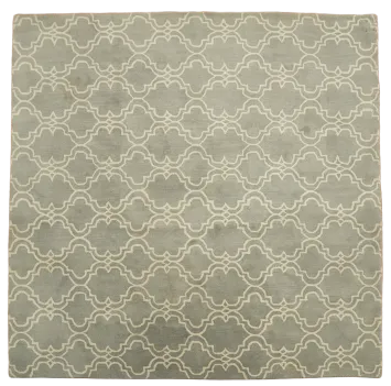 Chic and Contemporary Gray Geometric Trellis Square Rug 8'x8'