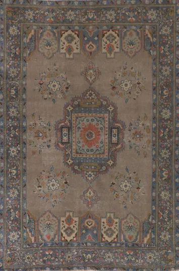 Brown Geometric Bakhtiari Persian Area Rug 7x9