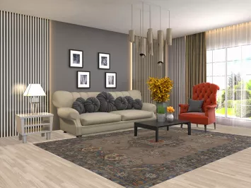 Brown Geometric Bakhtiari Persian Area Rug 7x9