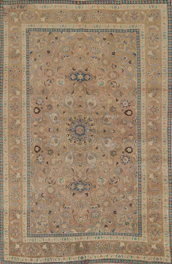 Vintage Floral Mashad Persian Area Rug 6x9