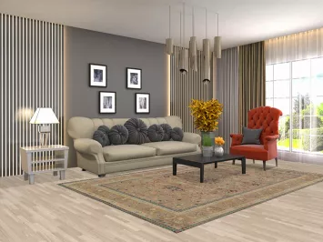 Vintage Floral Mashad Persian Area Rug 6x9