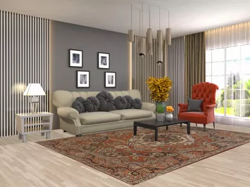 Vintage Orange Bakhtiari Persian Area Rug 7x10