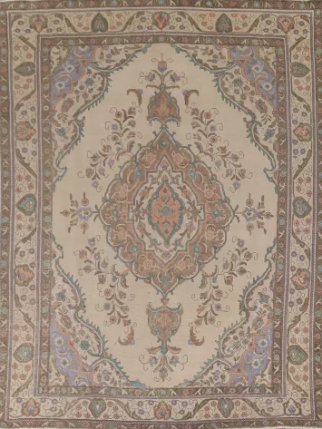 Distressed Wool Tabriz Persian Area Rug 8x11