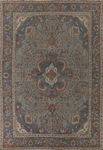 Over Dyed Blue Tabriz Persian Area Rug 10x13