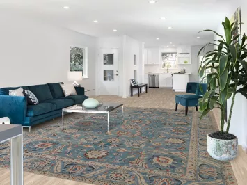 Over Dyed Blue Tabriz Persian Area Rug 9x13