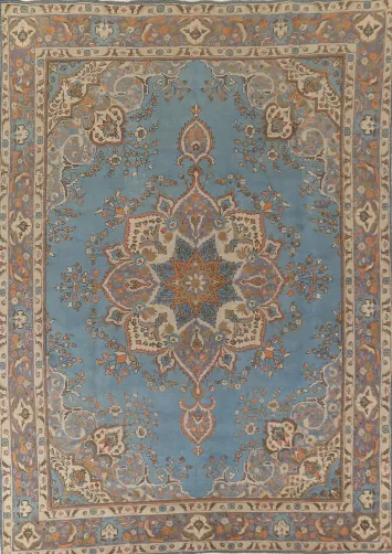 Blue Over Dyed Tabriz Persian Area Rug 10x13