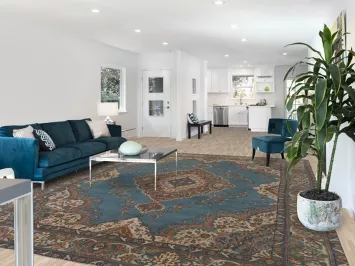 Over Dyed Blue Tabriz Persian Area Rug 10x13