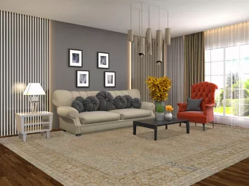 Distressed Kashan Persian Area Rug 10x13