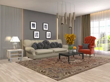 Vintage Wool Bakhtiari Persian Area Rug 7x10