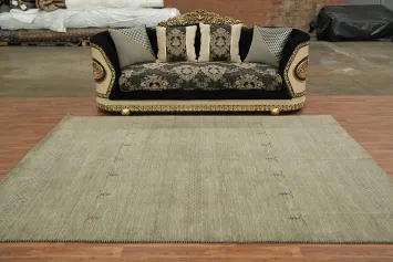 Brown Wool Gabbeh Oriental Area Rug 7x10