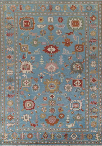 Blue Floral Oushak Indian Area Rug 9x12