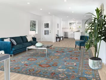 Blue Floral Oushak Indian Area Rug 9x12