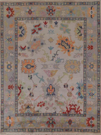 Earth Tone Floral Oushak Indian Area Rug 8x10