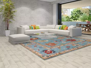 Palace Size Blue Floral Oushak Oriental Rug 12x15